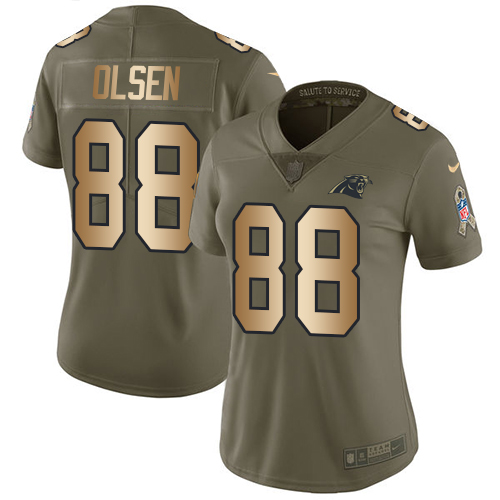 Nike Panthers #88 Greg Olsen Olive/Gold Women's Stitched NFL Limited 2017 Salute to Service Jersey Nike Panthers #88 Greg Olsen Olive/Gold Women's Stitched NFL Limited 2017 Salute to Service Jersey