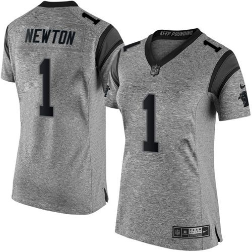 Nike Panthers #1 Cam Newton Gray Women's Stitched NFL Limited Gridiron Gray Jersey Nike Panthers #1 Cam Newton Gray Women's Stitched NFL Limited Gridiron Gray Jersey