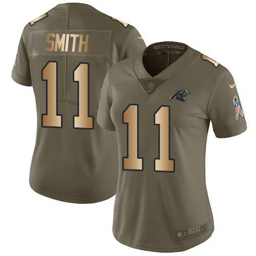Nike Panthers #11 Torrey Smith Olive/Gold Women's Stitched NFL Limited 2017 Salute to Service Jersey Nike Panthers #11 Torrey Smith Olive/Gold Women's Stitched NFL Limited 2017 Salute to Service Jersey
