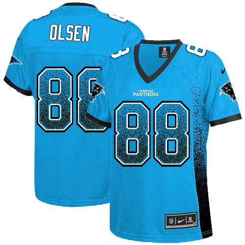 Nike Panthers #88 Greg Olsen Blue Alternate Women's Stitched NFL Elite Drift Fashion Jersey Nike Panthers #88 Greg Olsen Blue Alternate Women's Stitched NFL Elite Drift Fashion Jersey