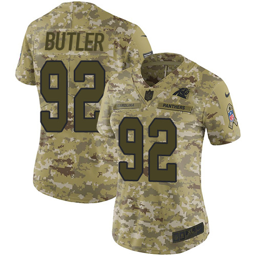 Nike Panthers #92 Vernon Butler Camo Women's Stitched NFL Limited 2018 Salute to Service Jersey Nike Panthers #92 Vernon Butler Camo Women's Stitched NFL Limited 2018 Salute to Service Jersey