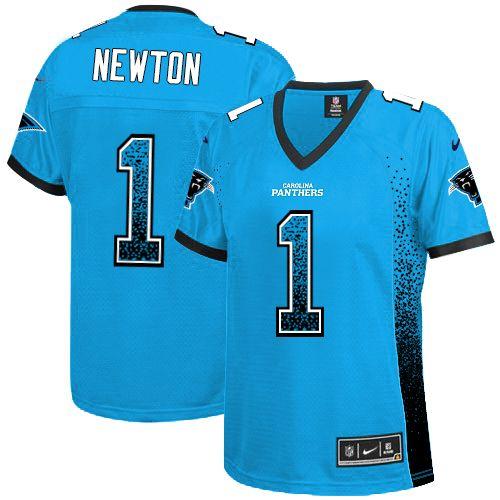 Nike Panthers #1 Cam Newton Blue Alternate Women's Stitched NFL Elite Drift Fashion Jersey Nike Panthers #1 Cam Newton Blue Alternate Women's Stitched NFL Elite Drift Fashion Jersey