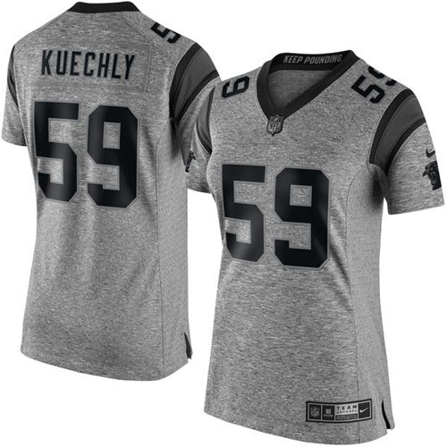 Nike Panthers #59 Luke Kuechly Gray Women's Stitched NFL Limited Gridiron Gray Jersey Nike Panthers #59 Luke Kuechly Gray Women's Stitched NFL Limited Gridiron Gray Jersey