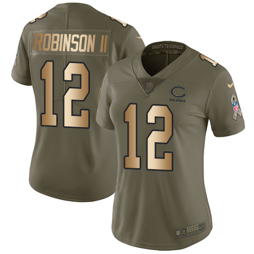 Nike Bears #12 Allen Robinson II Olive/Gold Women's Stitched NFL Limited 2017 Salute to Service Jersey Nike Bears #12 Allen Robinson II Olive/Gold Women's Stitched NFL Limited 2017 Salute to Service Jersey