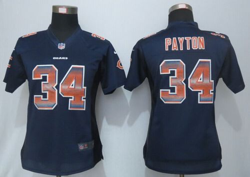 Nike Bears #34 Walter Payton Navy Blue Team Color Women's Stitched NFL Elite Strobe Jersey Nike Bears #34 Walter Payton Navy Blue Team Color Women's Stitched NFL Elite Strobe Jersey