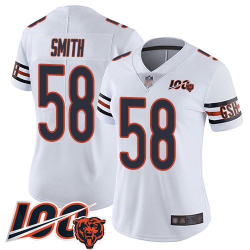 Nike Bears #58 Roquan Smith White Women's Stitched NFL 100th Season Vapor Limited Jersey Nike Bears #58 Roquan Smith White Women's Stitched NFL 100th Season Vapor Limited Jersey