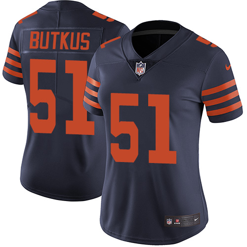 Nike Bears #51 Dick Butkus Navy Blue Alternate Women's Stitched NFL Vapor Untouchable Limited Jersey Nike Bears #51 Dick Butkus Navy Blue Alternate Women's Stitched NFL Vapor Untouchable Limited Jersey