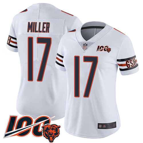 Nike Bears #17 Anthony Miller White Women's Stitched NFL 100th Season Vapor Limited Jersey Nike Bears #17 Anthony Miller White Women's Stitched NFL 100th Season Vapor Limited Jersey