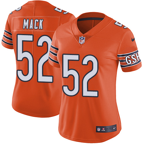 Nike Bears #52 Khalil Mack Orange Women's Stitched NFL Limited Rush Jersey Nike Bears #52 Khalil Mack Orange Women's Stitched NFL Limited Rush Jersey
