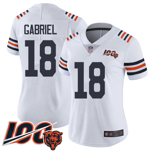Nike Bears #18 Taylor Gabriel White Alternate Women's Stitched NFL Vapor Untouchable Limited 100th Season Jersey Nike Bears #18 Taylor Gabriel White Alternate Women's Stitched NFL Vapor Untouchable Limited 100th Season Jersey