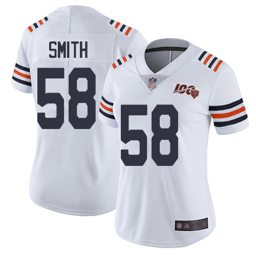 Nike Bears #58 Roquan Smith White Alternate Women's Stitched NFL Vapor Untouchable Limited 100th Season Jersey Nike Bears #58 Roquan Smith White Alternate Women's Stitched NFL Vapor Untouchable Limited 100th Season Jersey