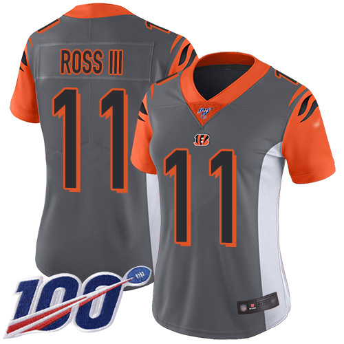 Nike Bengals #11 John Ross III Silver Women's Stitched NFL Limited Inverted Legend 100th Season Jersey Nike Bengals #11 John Ross III Silver Women's Stitched NFL Limited Inverted Legend 100th Season Jersey