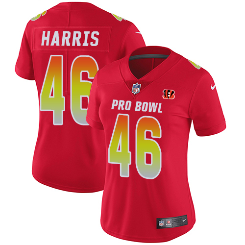 Nike Bengals #46 Clark Harris Red Women's Stitched NFL Limited AFC 2018 Pro Bowl Jersey Nike Bengals #46 Clark Harris Red Women's Stitched NFL Limited AFC 2018 Pro Bowl Jersey