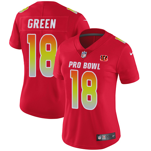 Nike Bengals #18 A.J. Green Red Women's Stitched NFL Limited AFC 2018 Pro Bowl Jersey Nike Bengals #18 A.J. Green Red Women's Stitched NFL Limited AFC 2018 Pro Bowl Jersey