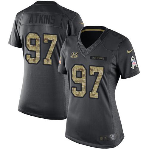 Nike Bengals #97 Geno Atkins Black Women's Stitched NFL Limited 2016 Salute to Service Jersey Nike Bengals #97 Geno Atkins Black Women's Stitched NFL Limited 2016 Salute to Service Jersey