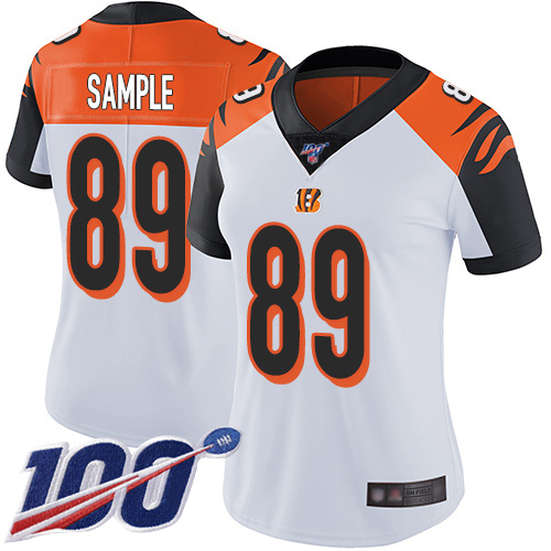 Nike Bengals #89 Drew Sample White Women's Stitched NFL 100th Season Vapor Limited Jersey Nike Bengals #89 Drew Sample White Women's Stitched NFL 100th Season Vapor Limited Jersey