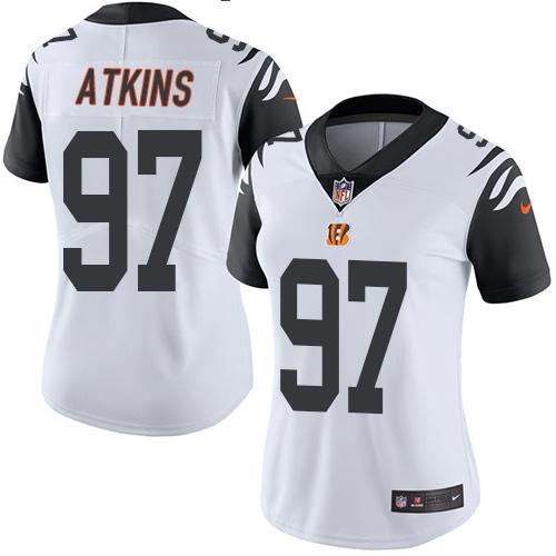 Nike Bengals #97 Geno Atkins White Women's Stitched NFL Limited Rush Jersey Nike Bengals #97 Geno Atkins White Women's Stitched NFL Limited Rush Jersey