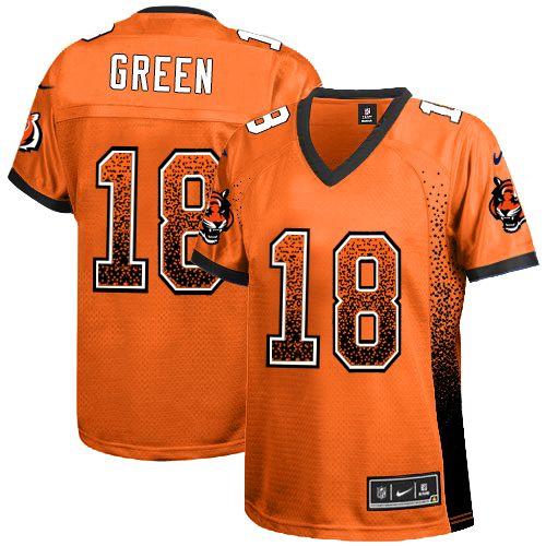 Nike Bengals #18 A.J. Green Orange Alternate Women's Stitched NFL Elite Drift Fashion Jersey Nike Bengals #18 A.J. Green Orange Alternate Women's Stitched NFL Elite Drift Fashion Jersey