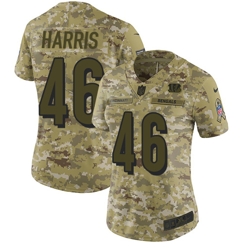 Nike Bengals #46 Clark Harris Camo Women's Stitched NFL Limited 2018 Salute to Service Jersey Nike Bengals #46 Clark Harris Camo Women's Stitched NFL Limited 2018 Salute to Service Jersey