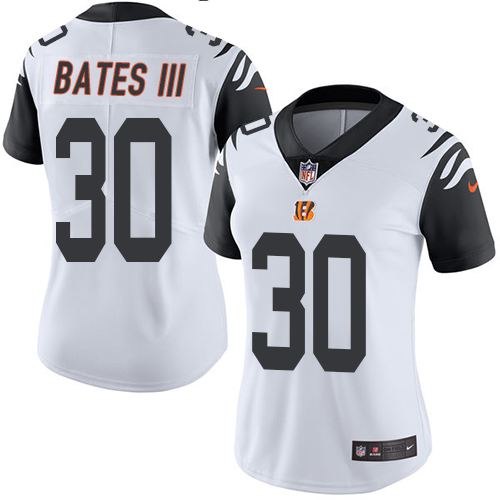 Nike Bengals #30 Jessie Bates III White Women's Stitched NFL Limited Rush Jersey Nike Bengals #30 Jessie Bates III White Women's Stitched NFL Limited Rush Jersey
