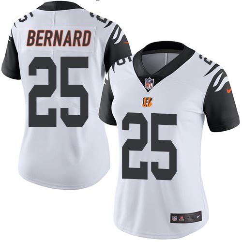 Nike Bengals #25 Giovani Bernard White Women's Stitched NFL Limited Rush Jersey Nike Bengals #25 Giovani Bernard White Women's Stitched NFL Limited Rush Jersey
