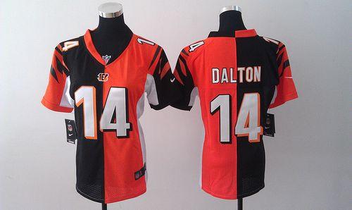 Nike Bengals #14 Andy Dalton Orange/Black Women's Stitched NFL Elite Split Jersey Nike Bengals #14 Andy Dalton Orange/Black Women's Stitched NFL Elite Split Jersey