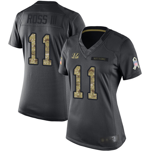 Nike Bengals #11 John Ross III Black Women's Stitched NFL Limited 2016 Salute to Service Jersey Nike Bengals #11 John Ross III Black Women's Stitched NFL Limited 2016 Salute to Service Jersey