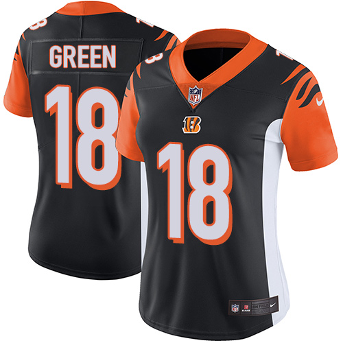 Nike Bengals #18 A.J. Green Black Team Color Women's Stitched NFL Vapor Untouchable Limited Jersey Nike Bengals #18 A.J. Green Black Team Color Women's Stitched NFL Vapor Untouchable Limited Jersey