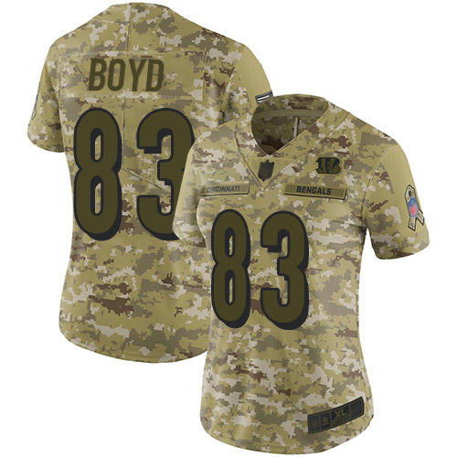 Nike Bengals #83 Tyler Boyd Camo Women's Stitched NFL Limited 2018 Salute to Service Jersey Nike Bengals #83 Tyler Boyd Camo Women's Stitched NFL Limited 2018 Salute to Service Jersey