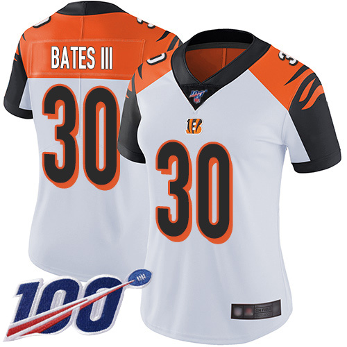 Nike Bengals #30 Jessie Bates III White Women's Stitched NFL 100th Season Vapor Limited Jersey Nike Bengals #30 Jessie Bates III White Women's Stitched NFL 100th Season Vapor Limited Jersey