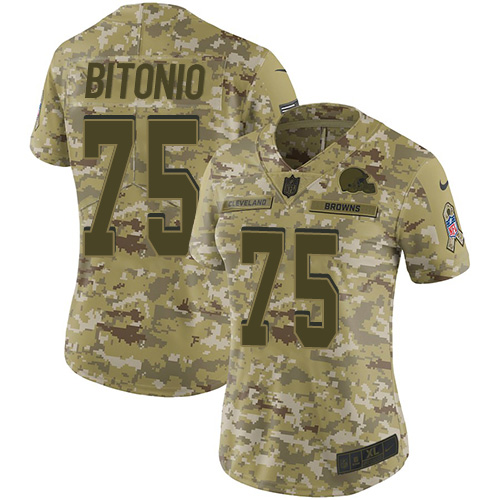 Nike Browns #75 Joel Bitonio Camo Women's Stitched NFL Limited 2018 Salute to Service Jersey Nike Browns #75 Joel Bitonio Camo Women's Stitched NFL Limited 2018 Salute to Service Jersey