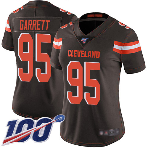 Nike Browns #95 Myles Garrett Brown Team Color Women's Stitched NFL 100th Season Vapor Limited Jersey Nike Browns #95 Myles Garrett Brown Team Color Women's Stitched NFL 100th Season Vapor Limited Jersey