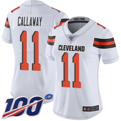 Nike Browns #11 Antonio Callaway White Women's Stitched NFL 100th Season Vapor Limited Jersey Nike Browns #11 Antonio Callaway White Women's Stitched NFL 100th Season Vapor Limited Jersey