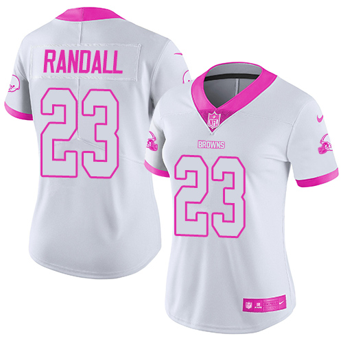 Nike Browns #23 Damarious Randall White/Pink Women's Stitched NFL Limited Rush Fashion Jersey Nike Browns #23 Damarious Randall White/Pink Women's Stitched NFL Limited Rush Fashion Jersey