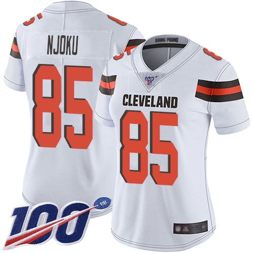 Nike Browns #85 David Njoku White Women's Stitched NFL 100th Season Vapor Limited Jersey Nike Browns #85 David Njoku White Women's Stitched NFL 100th Season Vapor Limited Jersey
