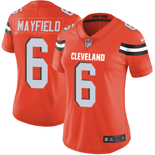 Nike Browns #6 Baker Mayfield Orange Alternate Women's Stitched NFL Vapor Untouchable Limited Jersey Nike Browns #6 Baker Mayfield Orange Alternate Women's Stitched NFL Vapor Untouchable Limited Jersey