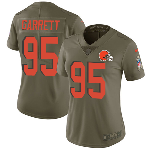 Nike Browns #95 Myles Garrett Olive Women's Stitched NFL Limited 2017 Salute to Service Jersey Nike Browns #95 Myles Garrett Olive Women's Stitched NFL Limited 2017 Salute to Service Jersey