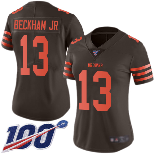 Nike Browns #13 Odell Beckham Jr Brown Women's Stitched NFL Limited Rush 100th Season Jersey Nike Browns #13 Odell Beckham Jr Brown Women's Stitched NFL Limited Rush 100th Season Jersey