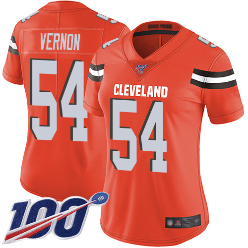 Nike Browns #54 Olivier Vernon Orange Alternate Women's Stitched NFL 100th Season Vapor Limited Jersey Nike Browns #54 Olivier Vernon Orange Alternate Women's Stitched NFL 100th Season Vapor Limited Jersey