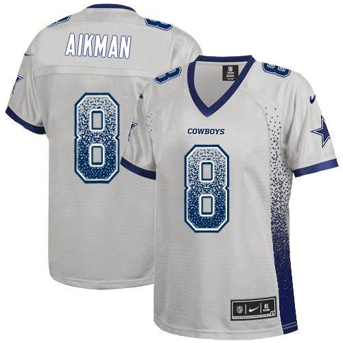 Nike Cowboys #8 Troy Aikman Grey Women's Stitched NFL Elite Drift Fashion Jersey Nike Cowboys #8 Troy Aikman Grey Women's Stitched NFL Elite Drift Fashion Jersey