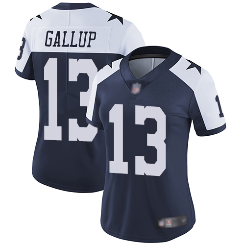 Nike Cowboys #13 Michael Gallup Navy Blue Thanksgiving Women's Stitched NFL Vapor Untouchable Limited Throwback Jersey Nike Cowboys #13 Michael Gallup Navy Blue Thanksgiving Women's Stitched NFL Vapor Untouchable Limited Throwback Jersey