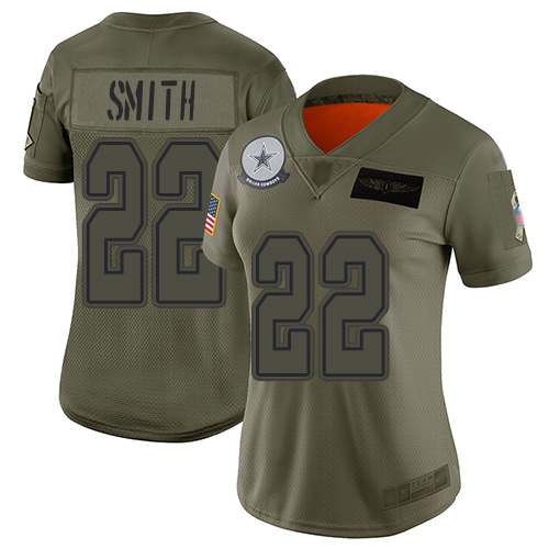 Nike Cowboys #22 Emmitt Smith Camo Women's Stitched NFL Limited 2019 Salute to Service Jersey Nike Cowboys #22 Emmitt Smith Camo Women's Stitched NFL Limited 2019 Salute to Service Jersey