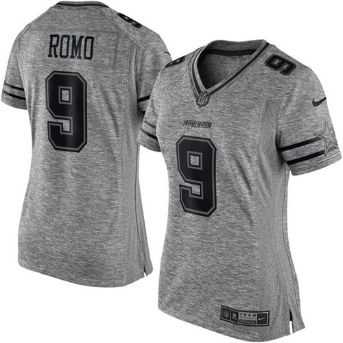 Nike Cowboys #9 Tony Romo Gray Women's Stitched NFL Limited Gridiron Gray Jersey Nike Cowboys #9 Tony Romo Gray Women's Stitched NFL Limited Gridiron Gray Jersey