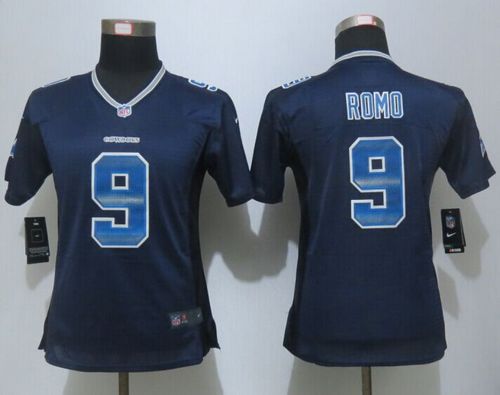 Nike Cowboys #9 Tony Romo Navy Blue Team Color Women's Stitched NFL Elite Strobe Jersey Nike Cowboys #9 Tony Romo Navy Blue Team Color Women's Stitched NFL Elite Strobe Jersey