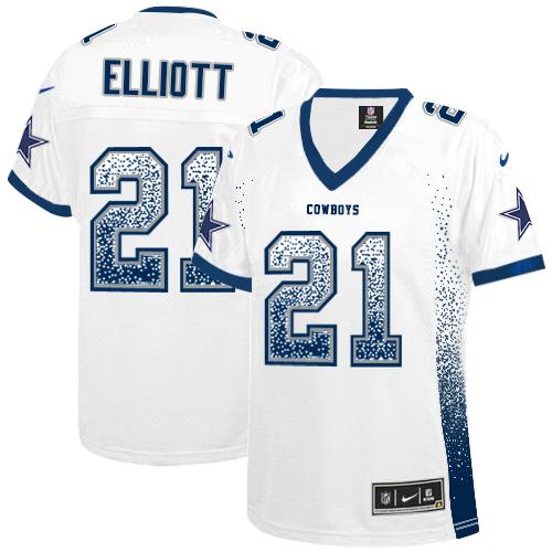 Nike Cowboys #21 Ezekiel Elliott White Women's Stitched NFL Elite Drift Fashion Jersey Nike Cowboys #21 Ezekiel Elliott White Women's Stitched NFL Elite Drift Fashion Jersey