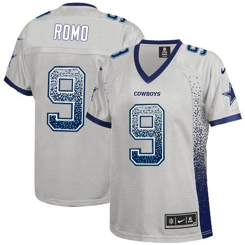 Nike Cowboys #9 Tony Romo Grey Women's Stitched NFL Elite Drift Fashion Jersey Nike Cowboys #9 Tony Romo Grey Women's Stitched NFL Elite Drift Fashion Jersey
