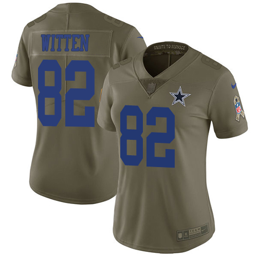 Nike Cowboys #82 Jason Witten Olive Women's Stitched NFL Limited 2017 Salute to Service Jersey Nike Cowboys #82 Jason Witten Olive Women's Stitched NFL Limited 2017 Salute to Service Jersey