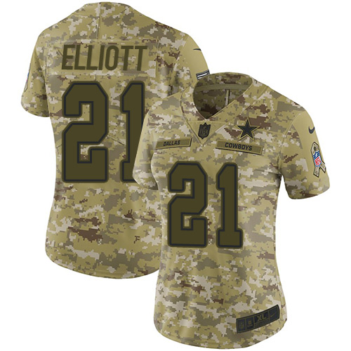 Nike Cowboys #21 Ezekiel Elliott Camo Women's Stitched NFL Limited 2018 Salute to Service Jersey Nike Cowboys #21 Ezekiel Elliott Camo Women's Stitched NFL Limited 2018 Salute to Service Jersey
