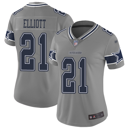 Nike Cowboys #21 Ezekiel Elliott Gray Women's Stitched NFL Limited Inverted Legend Jersey Nike Cowboys #21 Ezekiel Elliott Gray Women's Stitched NFL Limited Inverted Legend Jersey