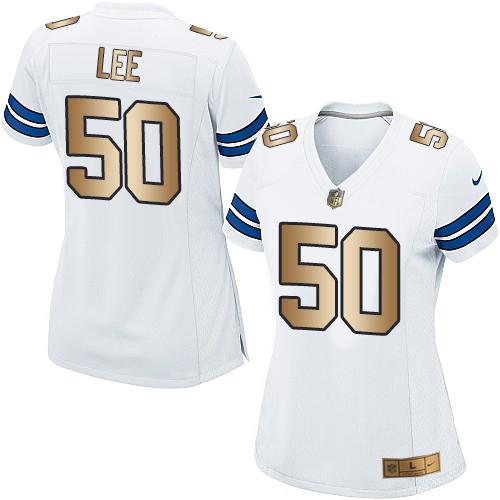 Nike Cowboys #50 Sean Lee White Women's Stitched NFL Elite Gold Jersey Nike Cowboys #50 Sean Lee White Women's Stitched NFL Elite Gold Jersey